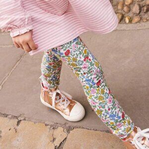 Girl's Mini Boden Fun Leggings; Multi-Meadow Floral; Size 7/8